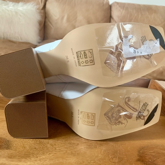 FREE PEOPLE Brady Buckle White Shoe Boot Block Heel - Picture 6 of 10
